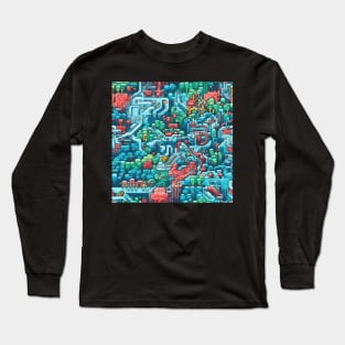 Pixel Art Repeating Pattern Long Sleeve T-Shirt